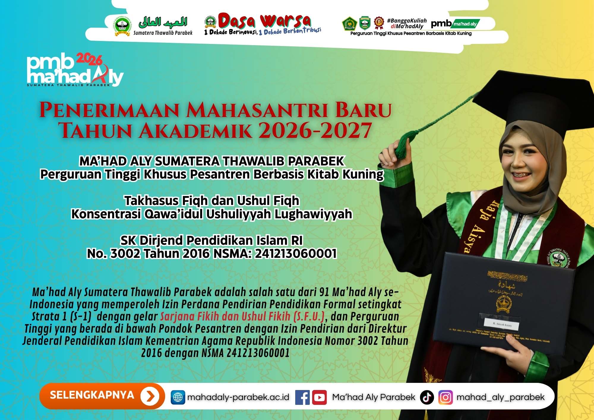 Ma’had Aly Sumatera Thawalib Parabek Kembali Membuka Kesempatan bagi Santri Aliyah untuk Bergabung Tahun 2026